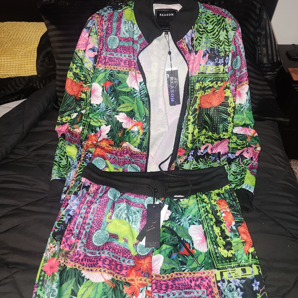Two multi pattern Reasons jogging suits